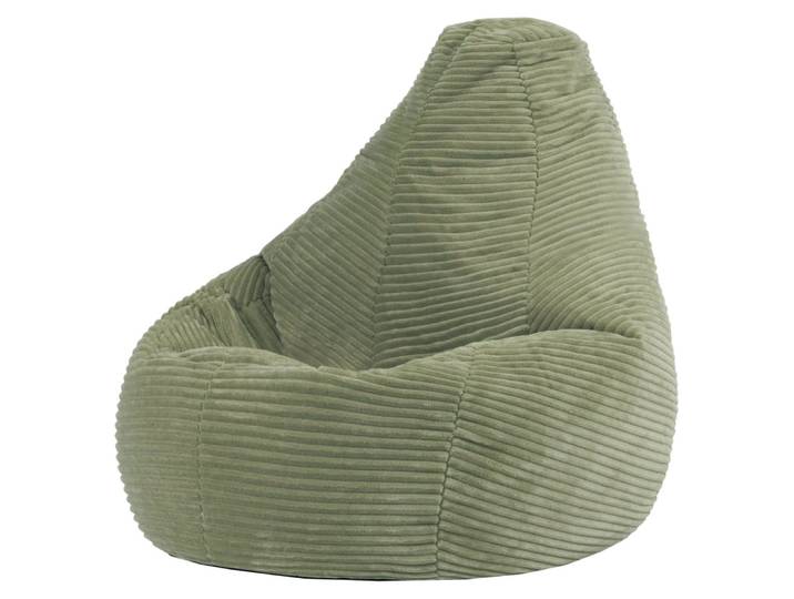 Pouf poire enfant à dossier haut velours côtelé vert sauge