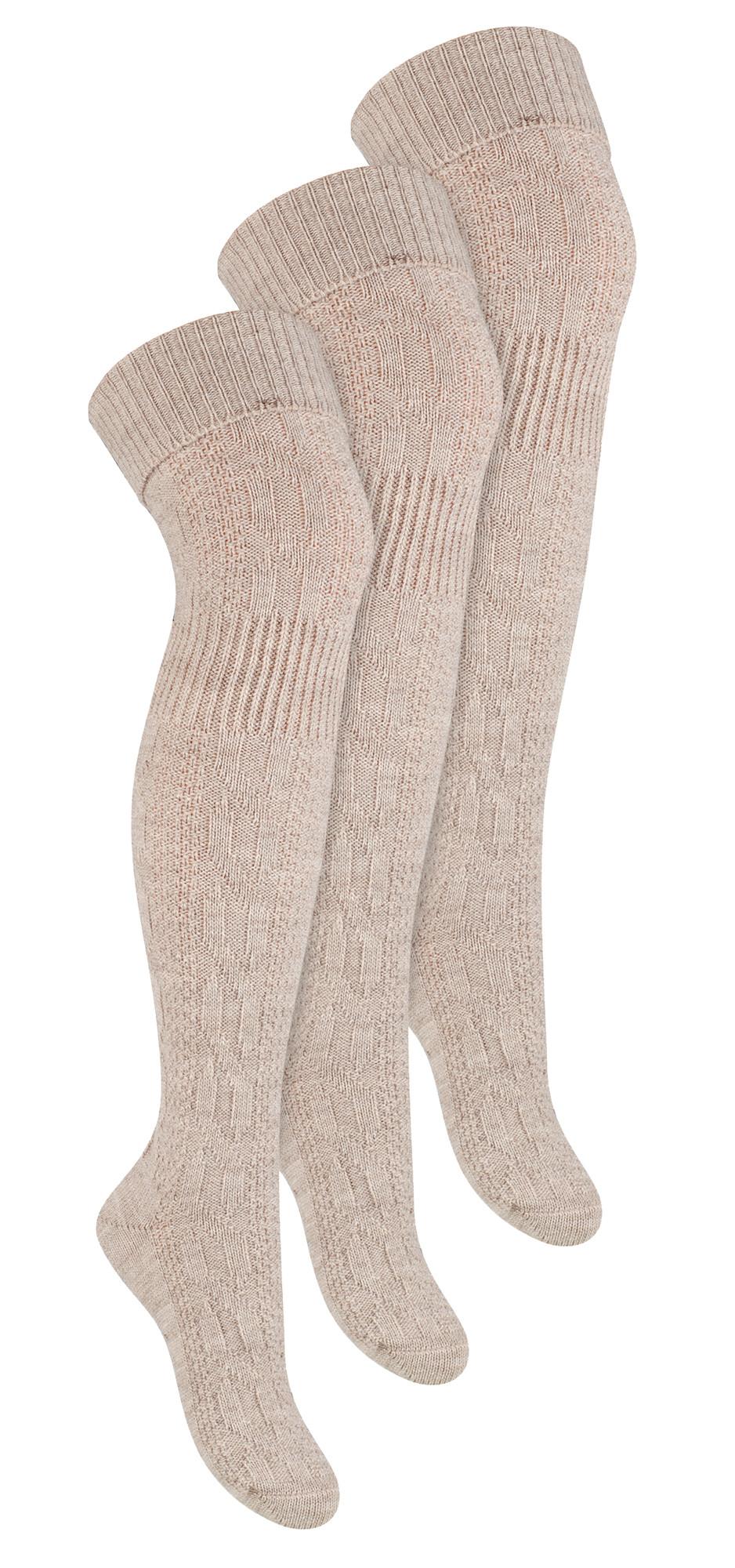 3 Paar Overknee-Wollsocken für Damen | Steven | Damen Extra lange Wollsocken Beige