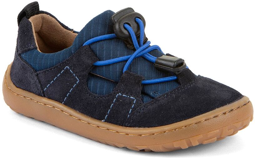 Barfußschuh FRODDO "Barefoot Trekk", Mädchen, Gr. 31, chromfrei gegerbt, blau (dunkelblau), Textil, Veloursleder, Schuhe Barfußschuh, Slip-on Sneaker, Schlupfschuh mit Schnellverschluss