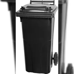 PROREGAL 2-Rad-Mülltonne, 120 Liter, HDPE Kunststoff, HxBxT 94,5x48x54cm, Grau, Mülltonne, Müllgroßbehälter, Mülleimer, Abfalltonne, Müllbehälter