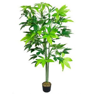Decovego Kunstpflanze Schefflera Arboricola, Kunstbaum im Topf mit Kunststoffstämmen Höhe 150cm