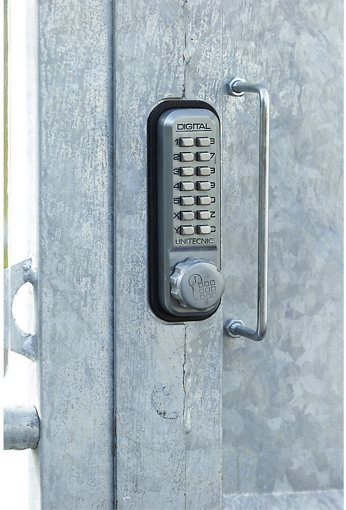 Geschlossener Unterstand, HxB 2370 x 5840 mm, Metalloptik, Grundeinheit, für 12 Fahrräder Mottez