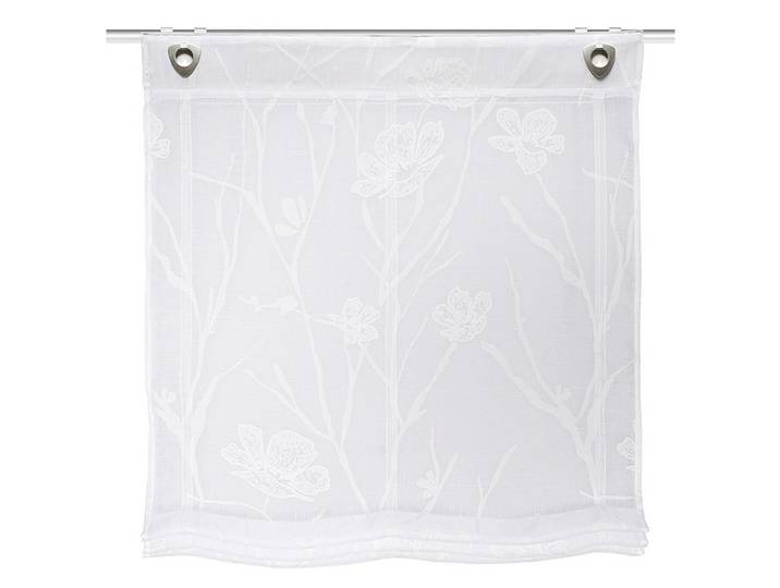 Raffrollo Rory, Weiß, Graphik, 60x130 cm, Oeko-Tex® Standard 100, Länge universell einstellbar, Heimtextilien, Vorhänge, Rollos, Rollos
