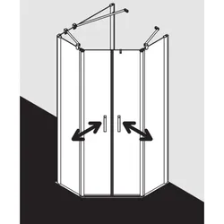 Kermi Pega Fünfeck-Duschkabine PEF4309018VNK 90x90x185cm, silber hochglanz ESG SR Arena C