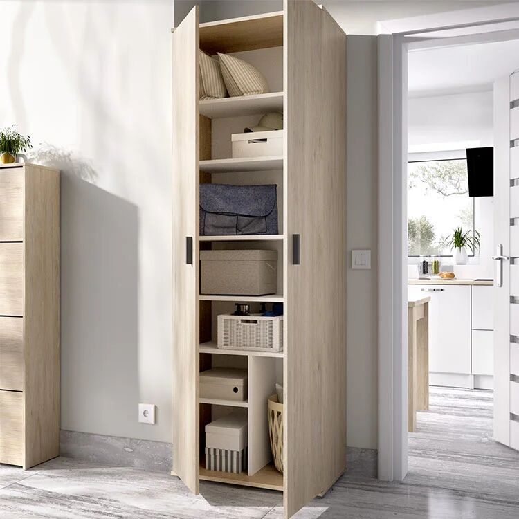garneroarredamenti Armadio 61x190h cm due ante con ripiani multiuso legno Ander