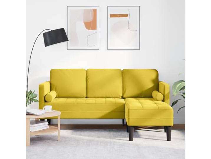 HEFZGDB L-förmiges Sofa Gelb 173x131x67 cm Samt Modernes Ecksofa mit umwandelbarem Design und ergonomischem Komfort für stilvolle Wohnräume Robuster Leinenstoff und platzsparendes