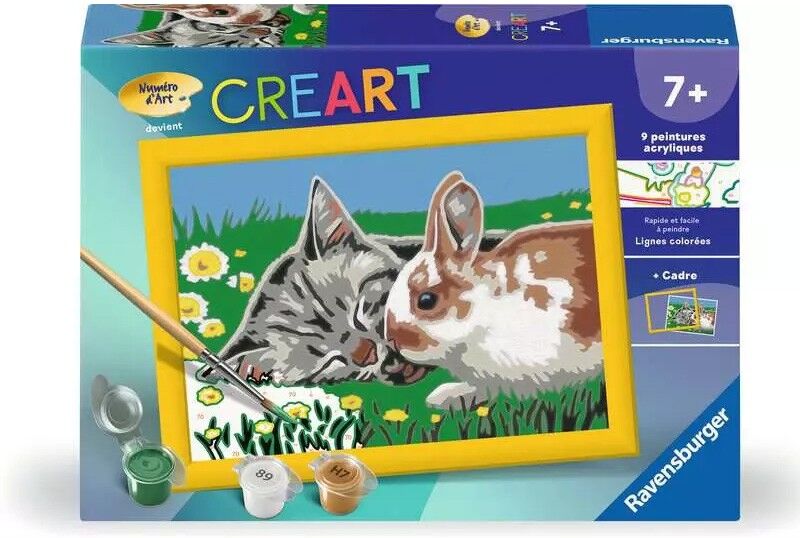 CreArt Kids 13x18cm : Chaton et son compagnon le lapin - Ravensburger