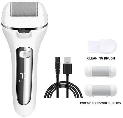 Inspired Finds Professional Electric Callus Remover Rechargeable Foot File With 3 Roller Heads white