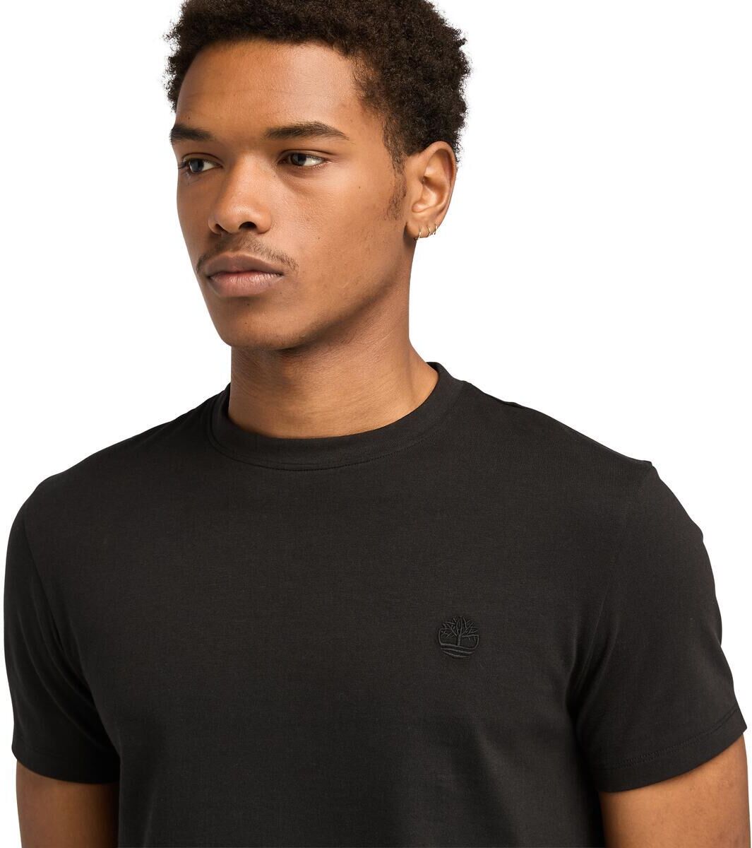 T-Shirt TIMBERLAND "PORT ROYALE", Damen, Gr. M, schwarz (schwarz, pavement), Single Jersey, Obermaterial: 100% Baumwolle, Rundhals, Shirts T-Shirt, mit Logostickerei, Kurzarm, aus Baumwolle, in Single Jersey schwarz, pavement M
