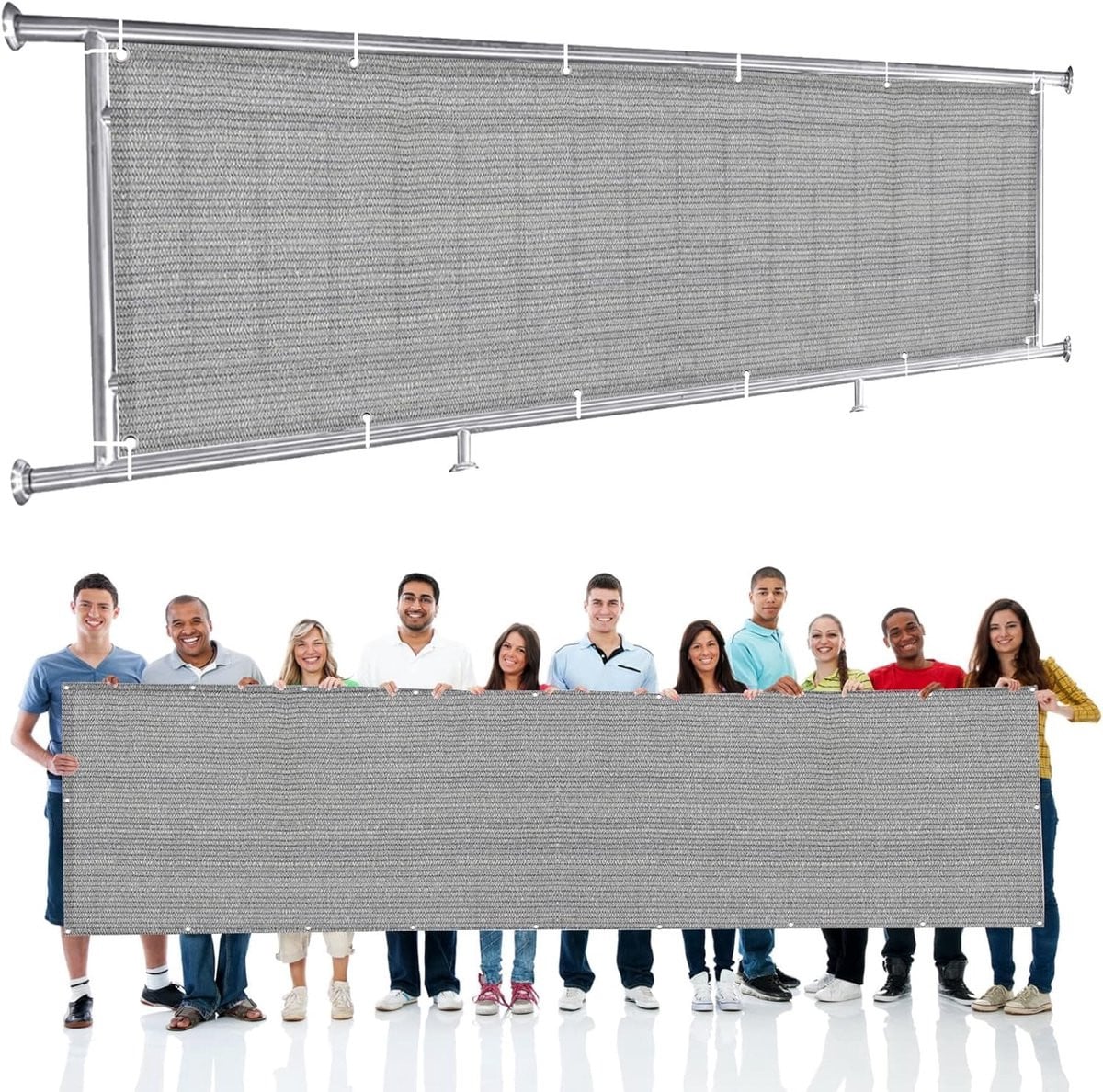 Grijs Balkonscherm voor Inkijkbescherming en Privacy - 60 x 1000 cm