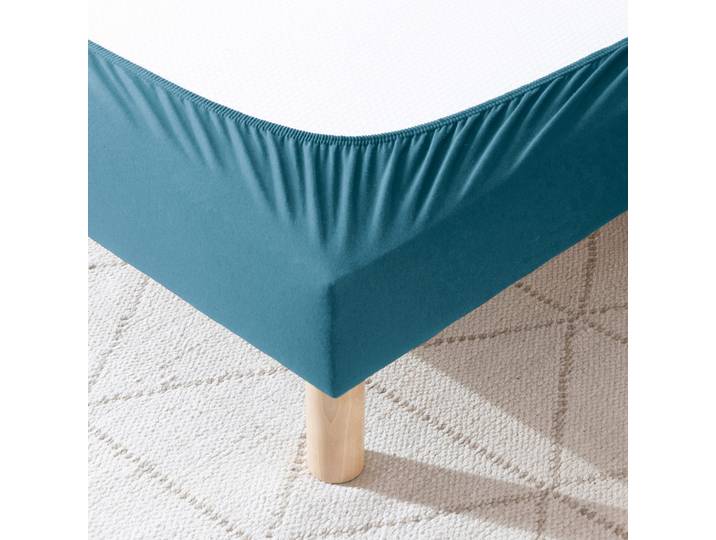 Cache-sommier coton jersey bleu océan 110x190