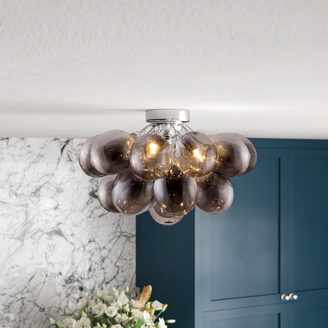 Etta Avenue Abdurrahman Glass Semi Flush Mount Grey 26cm H X 40cm W X 40cm D