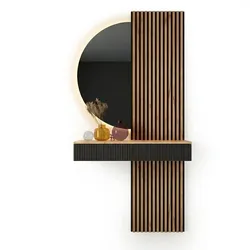 Planetmöbel AMYRA Flur-Set 100 cm - Gold Eiche / Schwarz - Mit LED Spiegel NIVORA und Akustikpaneelen