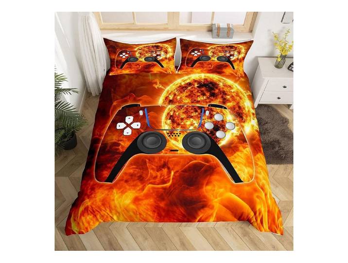 LuxusKollektion Jugendbettwäsche Bettwäsche Set Orange Gamepad 135x200cm