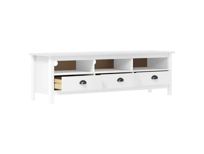 En Promotion Meuble TV CHIC - CLOUD - Meuble Télé Bas - CABINET/BANC TV - Hill Range Blanc 158x40x47 cm - Bois de pin solide 621967