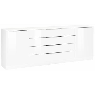 Kommode BORCHARDT MÖBEL "Oliva, Kommode mit Metallgriffen", weiß (weiß matt, weiß hochglanz), B:200cm H:78cm T:35cm, Holzwerkstoff, Sideboards, Kommode, Breite 200 cm, mit 4 Schubkästen