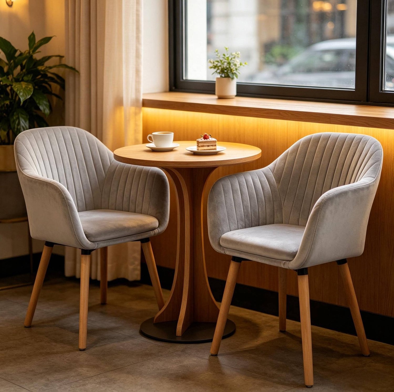 CHICFURN Eetkamerstoel met armleuningen - Kuipstoel - Lichtgrijs