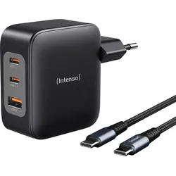 INTENSO 7810010 - USB-Ladegerät, 100 W, 1x USB-A, 2x USB-C, GaN, Kabel, schwarz