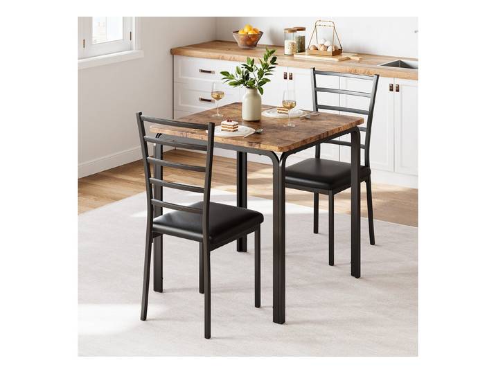 GarveeMore Essgruppe Ktichen Tisch mit 2 Stühlen für Küche & Esszimmer, Kompaktes Esszimmer-Set für kleine Räume(Tisch mit 2 Stühlen)