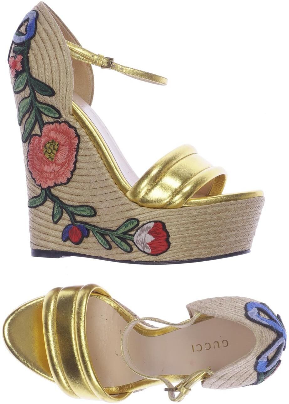 Gucci Damen Sandalen, Gold, Gr. EU 37, Leder - Second Hand