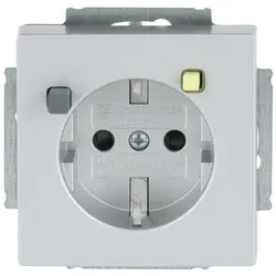 Busch-Jaeger 3120EUCB-83 FI-SCHUKOMAT SCHUKO® Steckdosen-Einsatz Safety+ alusilber - Plattform 63 mit Fehlerstrom-Schutzschalter 2CKA003116A0668