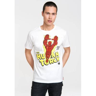 T-Shirt LOGOSHIRT "Human Torch - Marvel", Herren, Gr. S, weiß, 100% Baumwolle, bedruckt, normal, Rundhals, Shirts T-Shirt, mit coolem Print