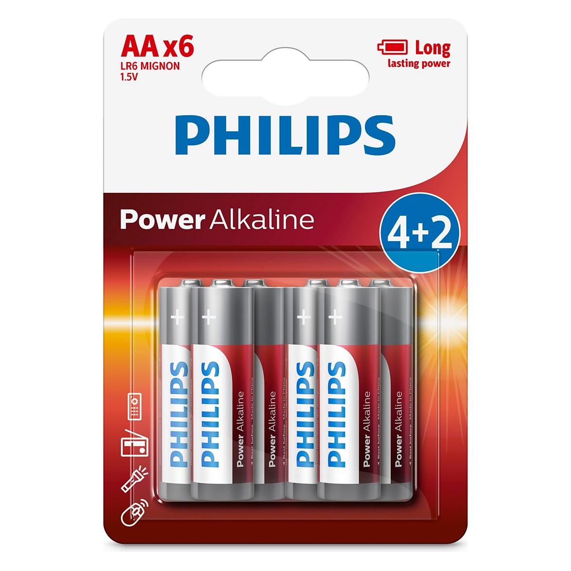 Philips Power Alkaline (6) LR6P6BP/10 (6 Stk., AA) (LR6P6BP/10)