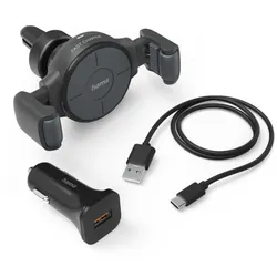 Hama FC10 Flex-Set Kfz-Ladekabel USB-C® Qi 10W anthrazit