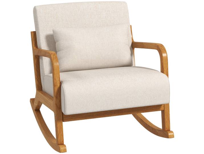 Homcom Schaukelsessel, Schaukelstuhl, Creme, Metall, 92x81.5x64.5 cm, Wohnzimmer, Sessel, Schaukelstühle