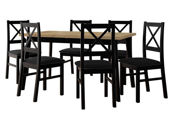 MIRJAN24 Essgruppe DR-011, (7er-Set, Esstisch Oslo V, 6x Stühle Nilo XI), Einlegeplatte für den Tisch befinden sich unter der Tischplatte