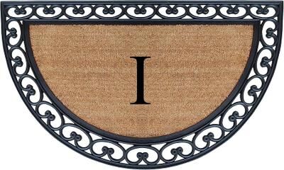 "A1 Home Collections Half Round Rubber Coir Monogrammed Double Doormat, 30"" x 48"""