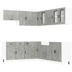 vidaXL 11-tlg. Küchenschrank-Set Porto Betongrau Holzwerkstoff