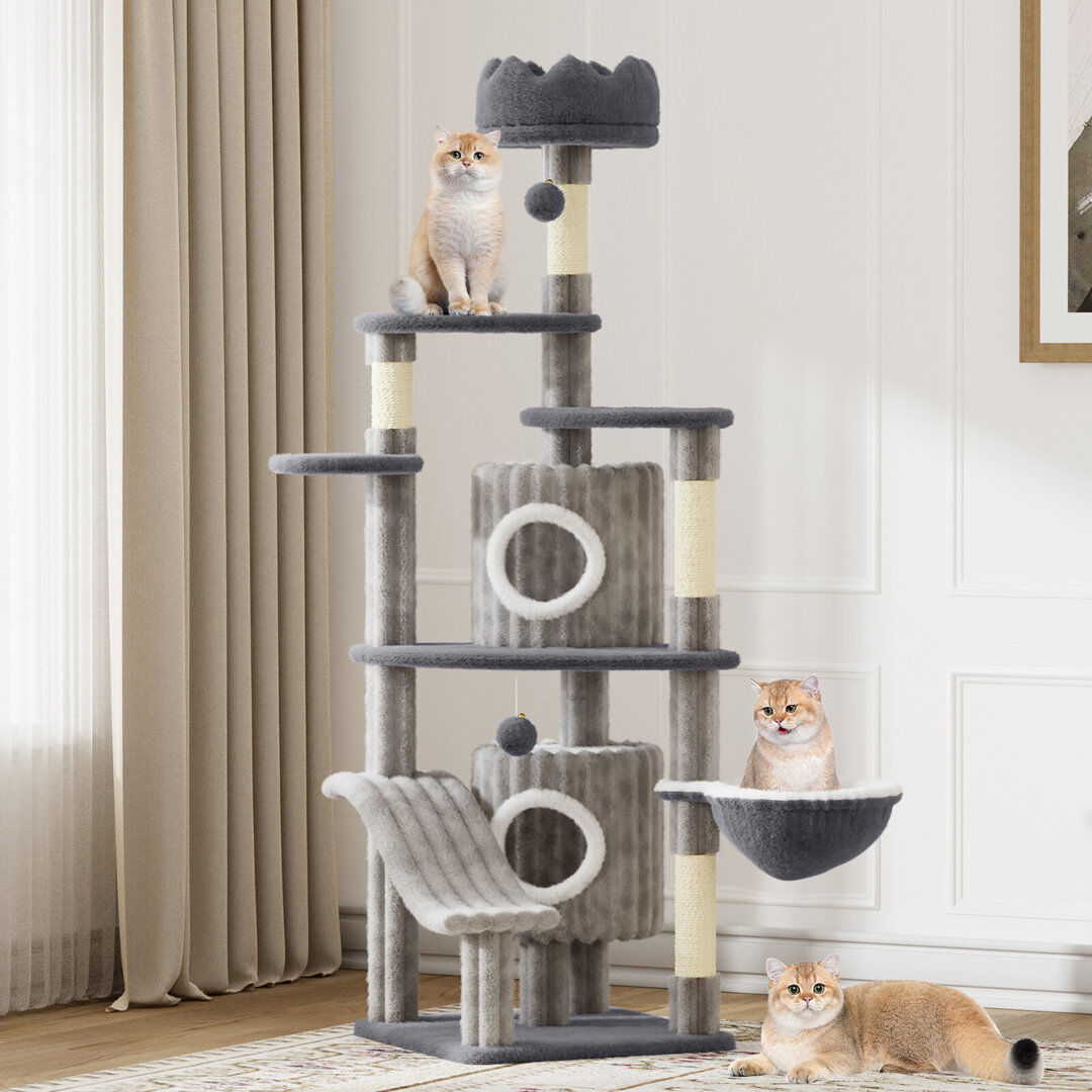 Archie & Oscar Amadahy Cat Tree / Condo Light Grey 162cm H X 48cm W X 48cm D