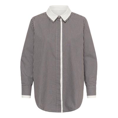 Hemdbluse CULTURE "Culture DK Hemd langarm CUjina", Damen, Gr. M, braun (coffee bean check), Blusen Hemdbluse