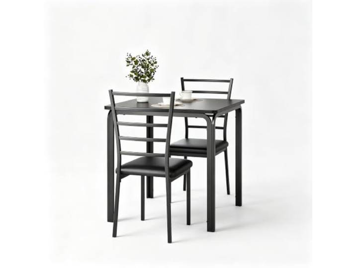 Koioplie Essgruppe 3-teilig 2 Personen MDF-Tisch mit 2 Polsterstühlen Gepolsterte Sitze, Rechteckige oder quadratische Ausführung, Moderne Optik