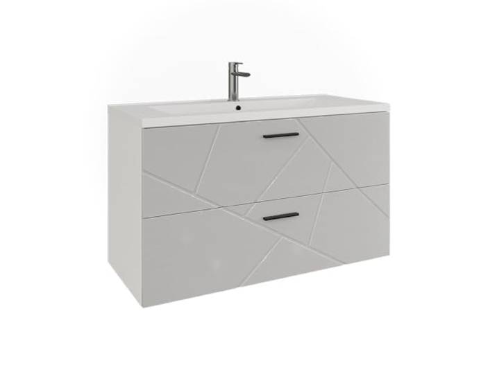 Vicco Waschbeckenunterschrank Irma, Weiß/Weiß Hochglanz 100 cm