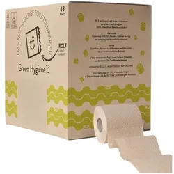 Green Hygiene Recycling-Toilettenpapier Rolf 2-lagig 48 Rollen (1 Pack) braun