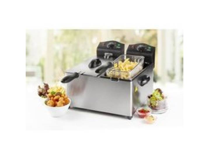 Friteuse double voyant lumineux acier inoxydable noir deux thermostats séparés 3500 W