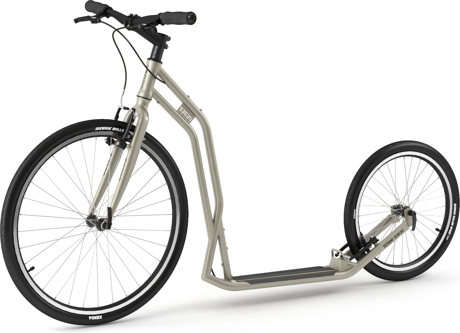 Yedoo S2620 Roller Scooter Tretroller - für Erwachsene und Teenager, bis 130 kg, mit Luftreifen 26/20 und verstelbarem Lenker Silbergold