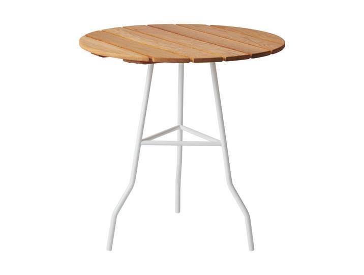 Gärsnäs Table Pia Ø70 cm Structure en acier laqué blanc - chêne huilé