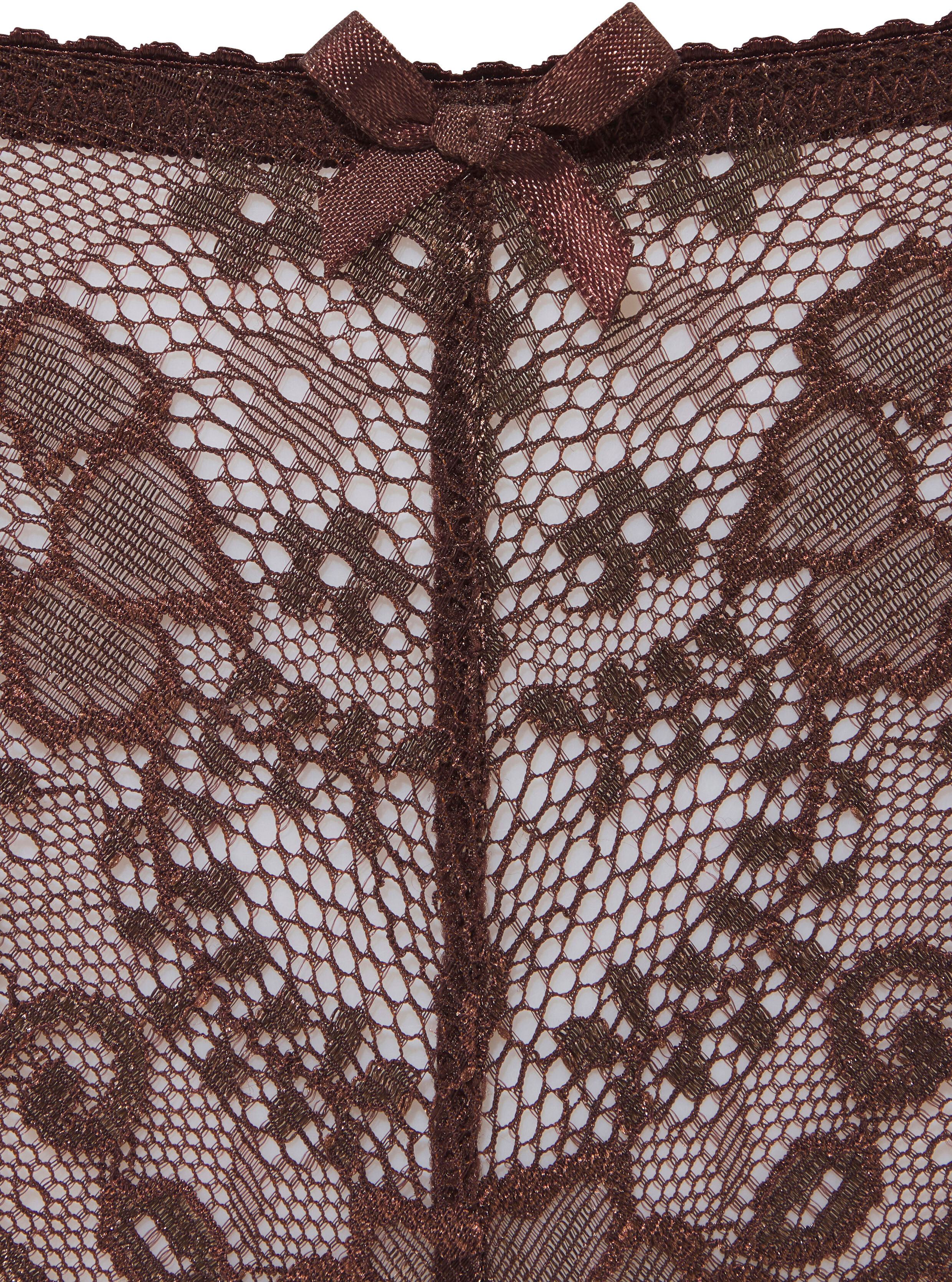 String LASCANA, Damen, Gr. 44/46, Spitze, chocolate, Spitze, Obermaterial: 90% Polyamid, 10% Elasthan, unifarben, körpernah, Unterhosen String, aus schöner Vollspitze und Schleife chocolate 44/46, Spitze