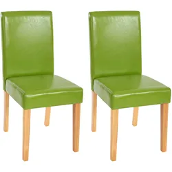 2er-Set Esszimmerstuhl Stuhl Küchenstuhl Littau ~ Kunstleder, grün, helle Beine