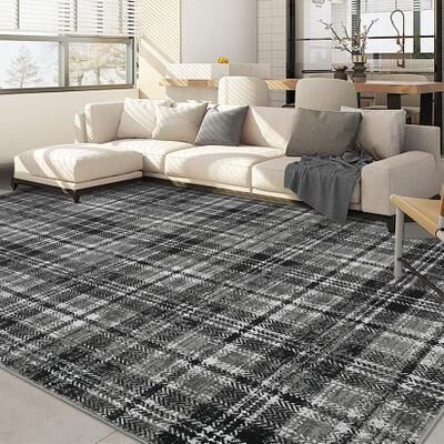 Garvee Farmhouse Geometric Tartan Area Rug