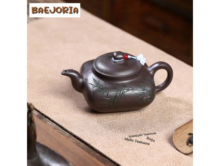 Théière esthétique en argile violette de Yixing de 380 ml, pot carré fait main en argile brute, jade violet, sable doré, bouilloire Zisha, service à thé, cadeau
