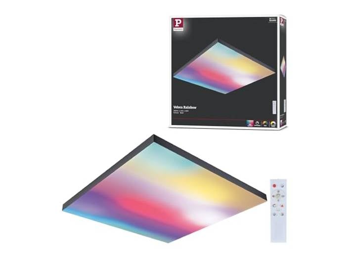 Paulmann 79909 LED Panel Velora Rainbow eckig incl. 1x31 W Dimmable dynamicRGBW Farbsteuerung black Metall Ceiling light 3000 K