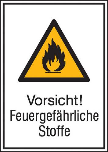 Warn-Kombischild Vorsicht! Feuergefährliche Stoffe Aluminium (B x H) 262mm x 371mm ISO 7010 1St.