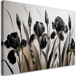 WANDBILD schwarze iris blumen abstraktion