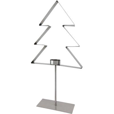 Teelichthalter CREATIV DECO "Weihnachtsdeko", silber (edelstahlfarben), B:21cm H:45cm T:7cm, Edelstahl, Kerzenhalter, Teelichthalter