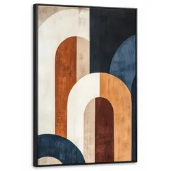 LEINWAND Bilder mit Rahmen - Abstrakt - Formen - Dunkelblau - 60x90