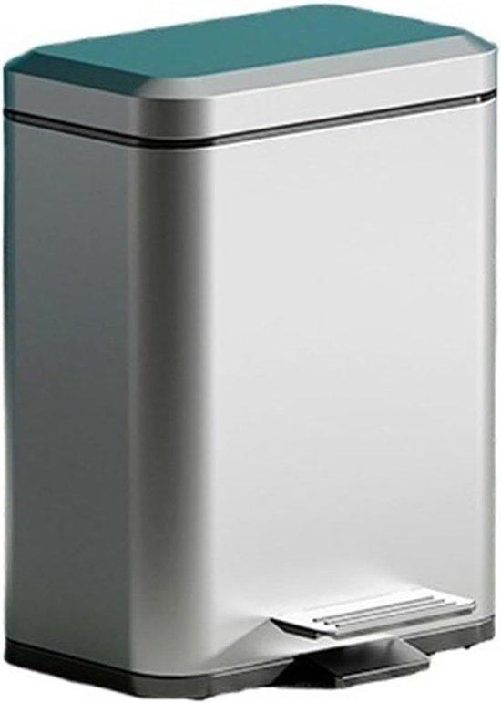 Famanu Abfalleimer mit Deckel, 20 Liter, Edelstahloptik, Soft-Close, Tretmechanismus, Silber
